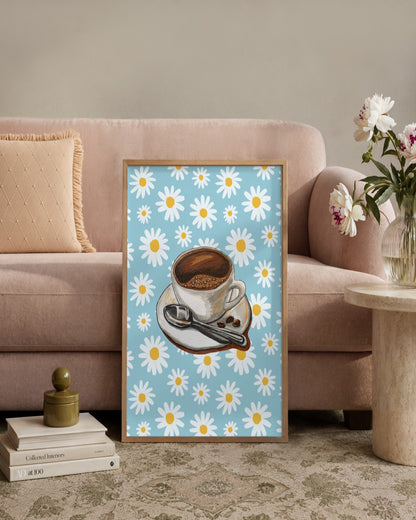 SENT Studio - Daisy Coffee - framed print in a styled room