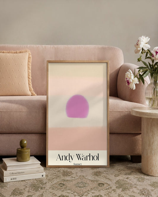 Andy Warhol - Sunset Lilac - framed print in a styled room