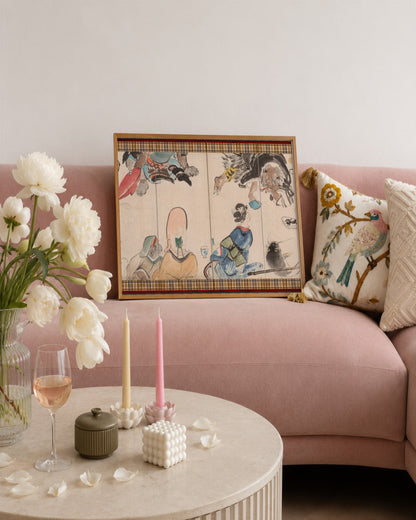 Shibata Zeshin - Gathering of Otsu-e Subjects - framed print in a styled room