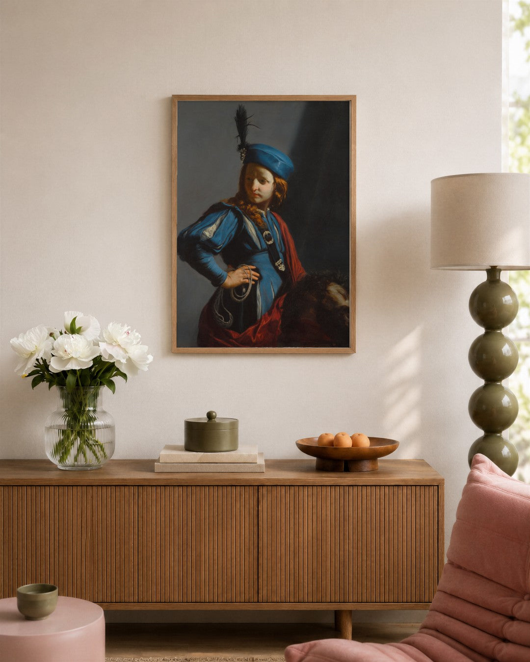 Renaissance Masters - Boy in a Blue Doublet - framed print in a styled room