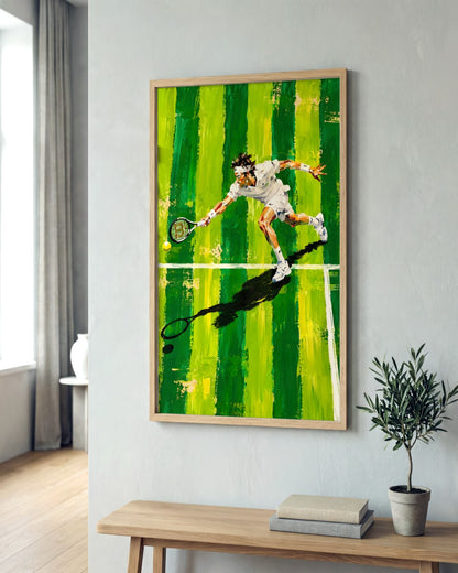 John Smart - Grass Court - framed print in a styled room