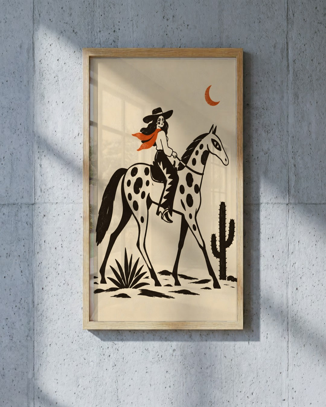 Elise Savoy - Desert Cowgirl - framed print in a styled room