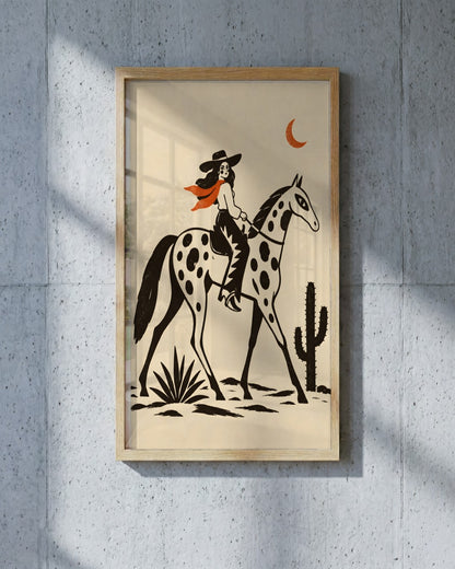 Elise Savoy - Desert Cowgirl - framed print in a styled room