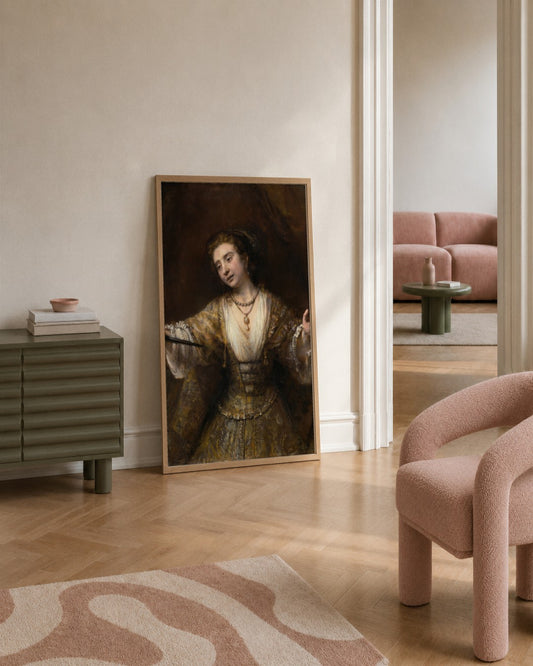 Rembrandt van Rijn - Lucretia - framed print in a styled room