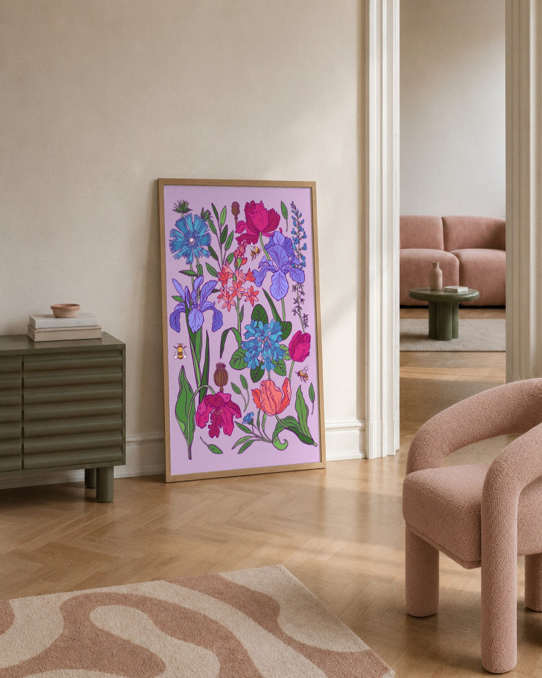 SENT Studio - Flower Poster No. 2 - framed print in a styled room