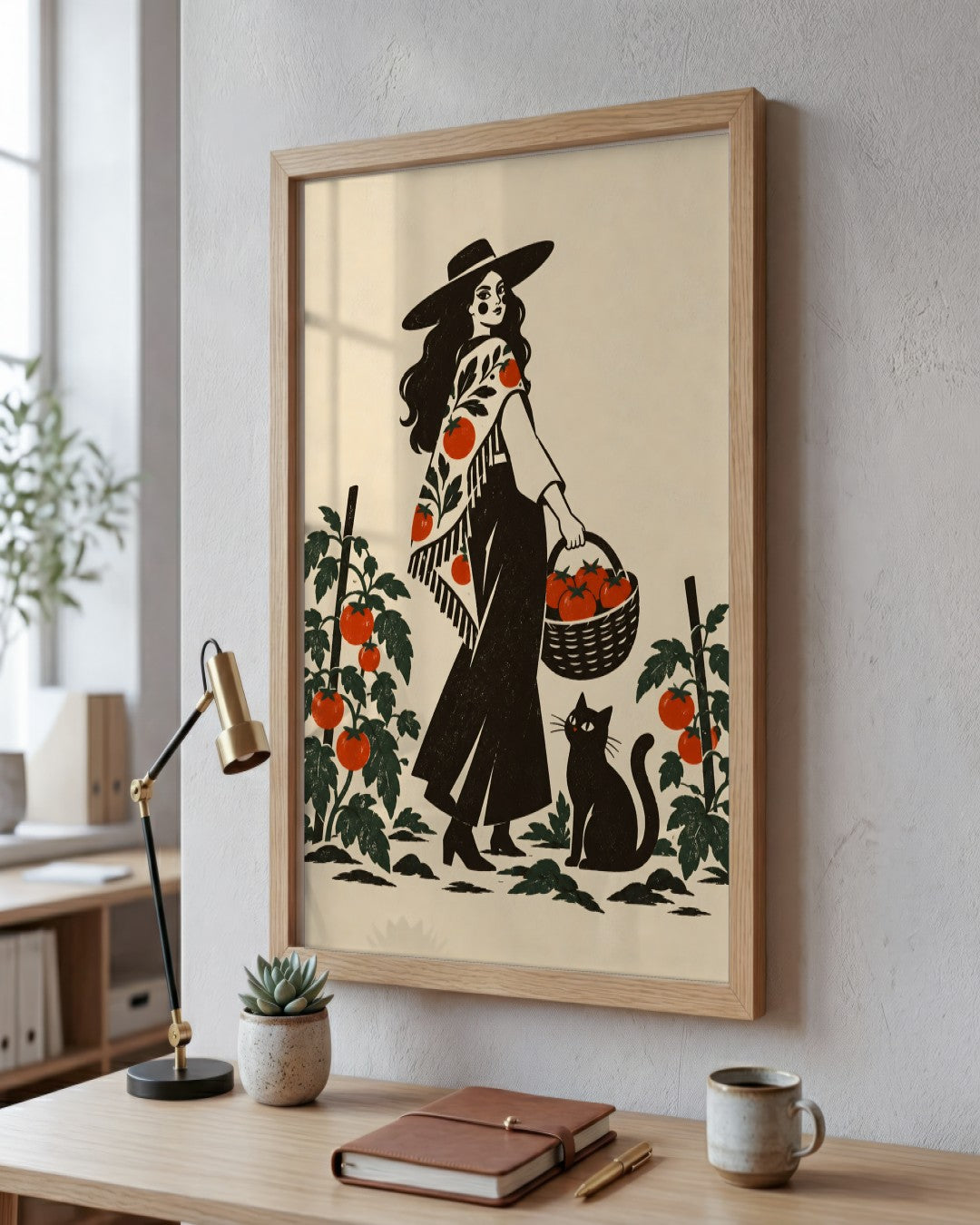 Elise Savoy - Tomato Garden - framed print in a styled room