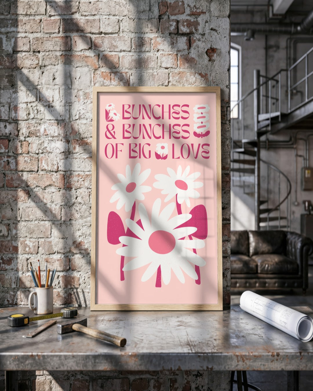 Bunches & Bunches of Big Love - framed print in a styled room