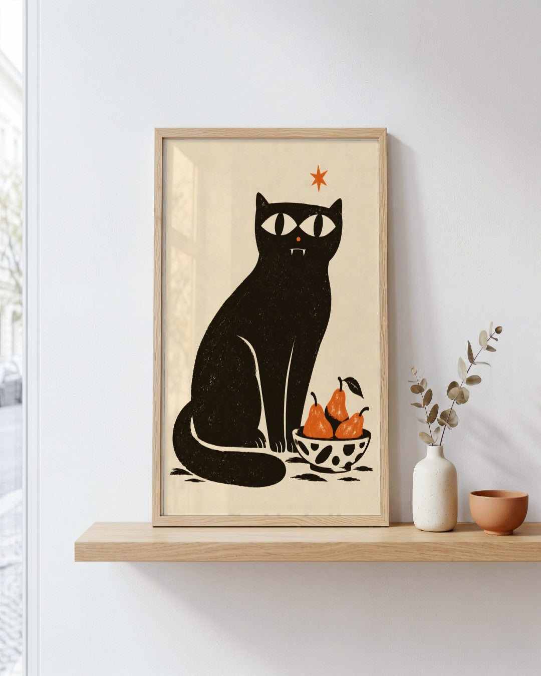 Elise Savoy - Intertwined Horses - framed print in a styled room