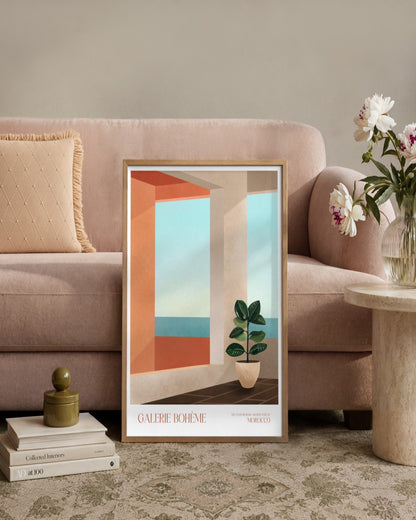 SENT Studio - Terrace by the Sea - framed print in a styled room