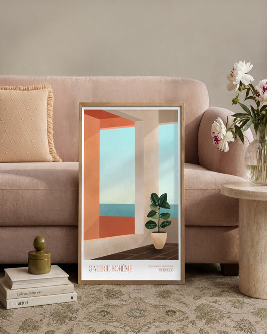 SENT Studio - Terrace by the Sea - framed print in a styled room