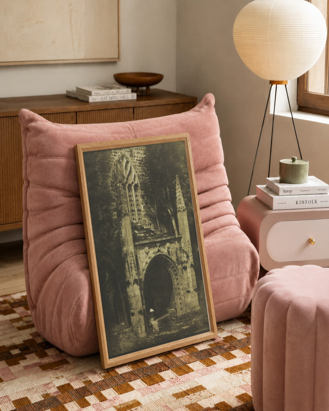 Louis-Rémy Robert - Fountain of Notre-Dame at Saint-Brieuc, Brittany - framed print in a styled room