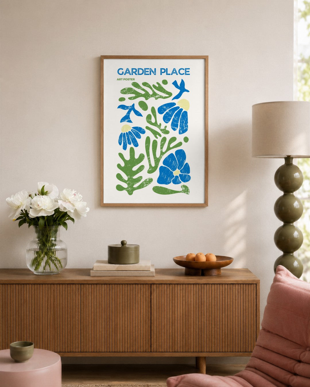 Garden Place - framed print in a styled room