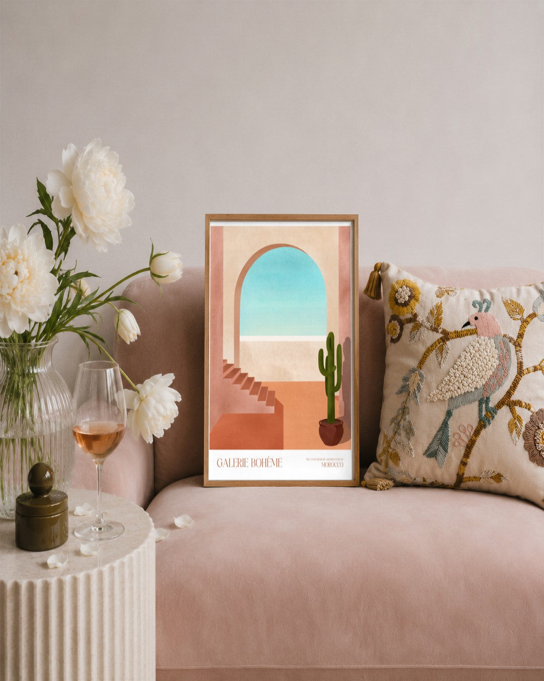 SENT Studio - Archway and Cactus - framed print in a styled room