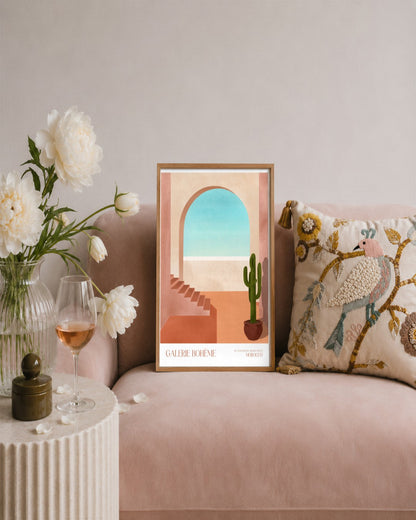 SENT Studio - Archway and Cactus - framed print in a styled room