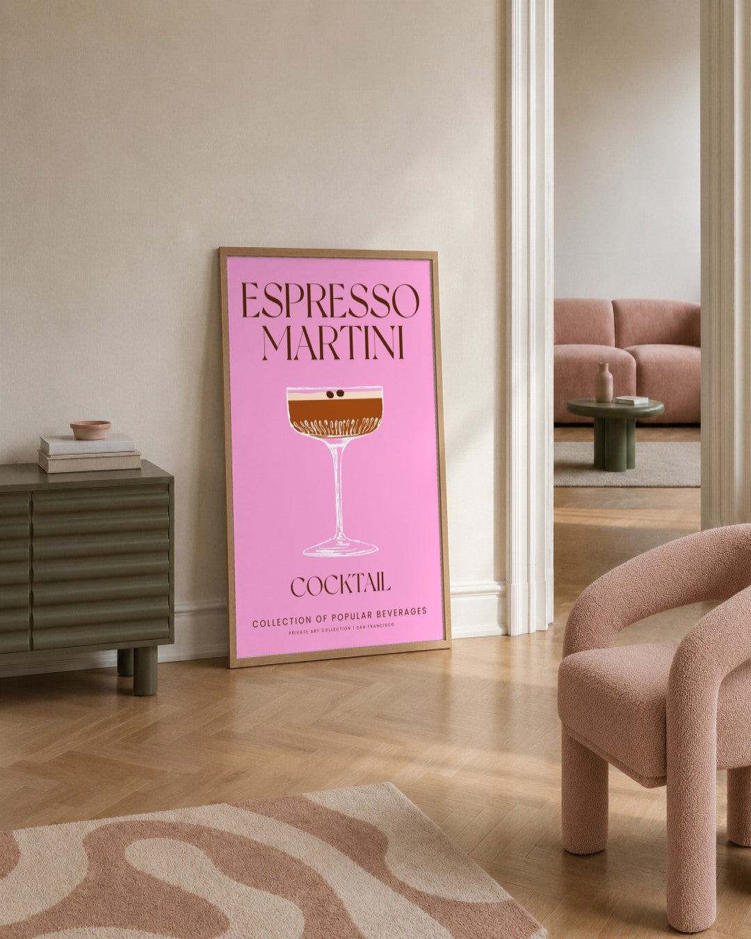 SENT Studio - Cocktail Poster No. 8 - framed print in a styled room