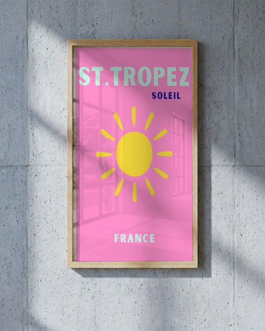 St. Tropez Soleil - framed print in a styled room