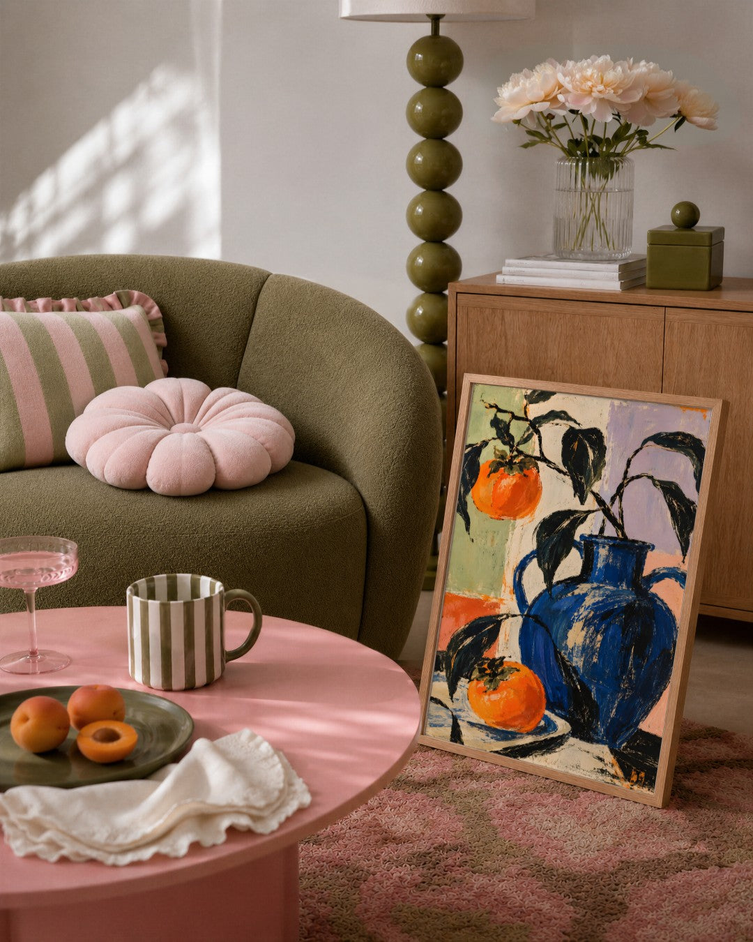 Faris Mcgee - A Painterly Still Life Abstract Expressionist Illu - framed print in a styled room
