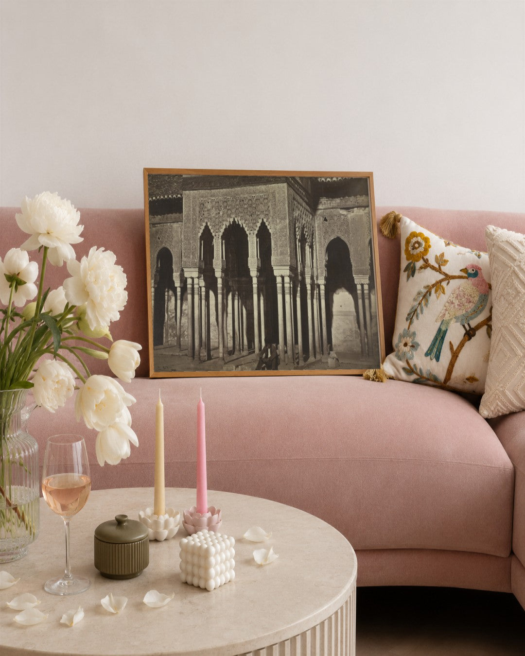 Charles Clifford - Courtyard, Alhambra - framed print in a styled room