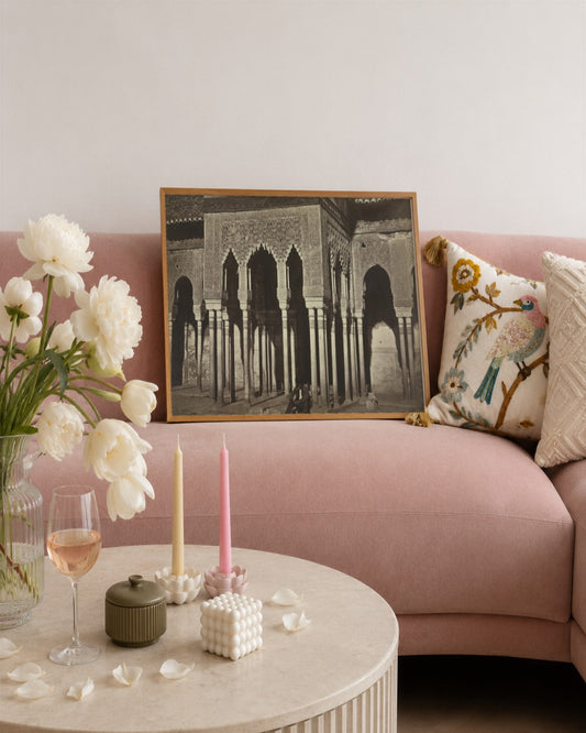 Charles Clifford - Courtyard, Alhambra - framed print in a styled room