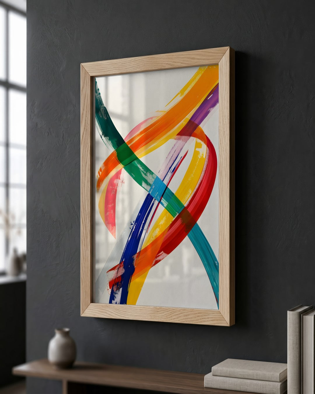 SENT Studio - Abstract Ribbons - framed print in a styled room