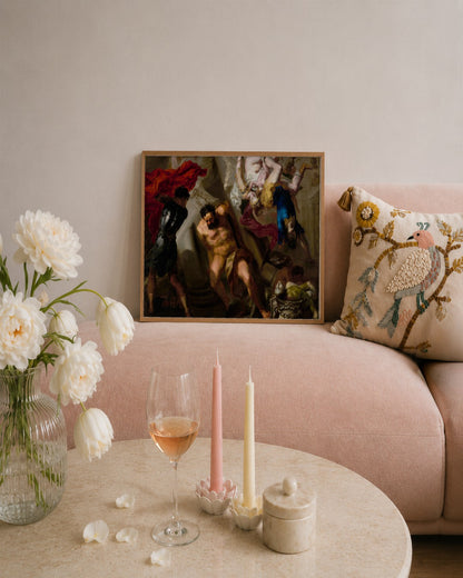 Renaissance Masters - The Fall of the Giants - framed print in a styled room