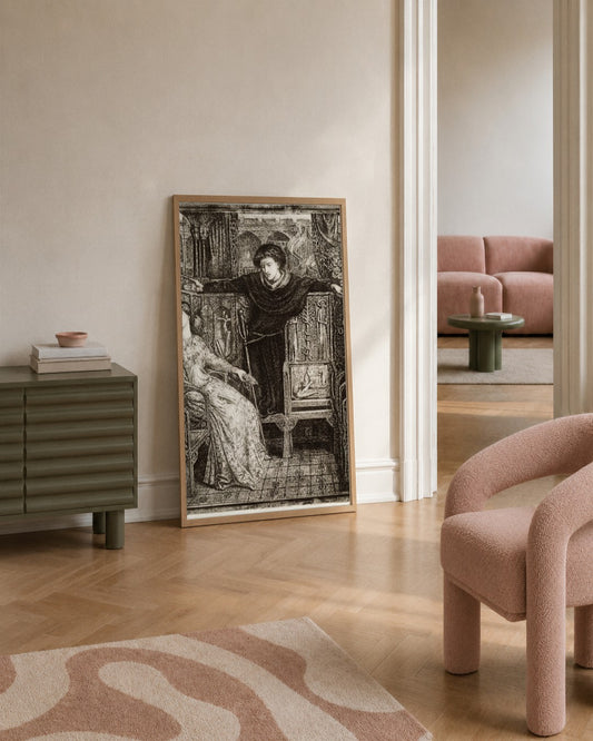 Dante Gabriel Rossetti - Couple in a Gothic Chamber - framed print in a styled room