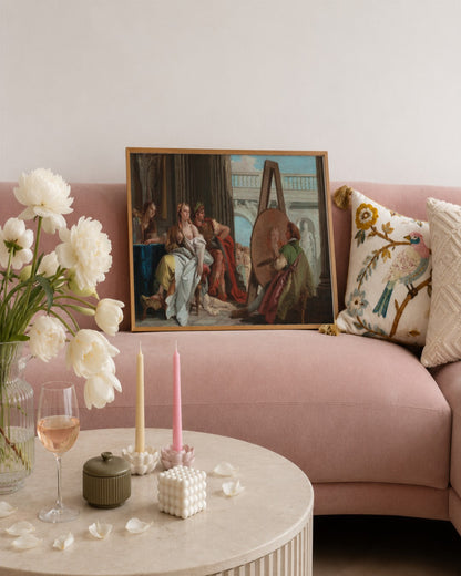 Renaissance Masters - The Painter's Studio - framed print in a styled room