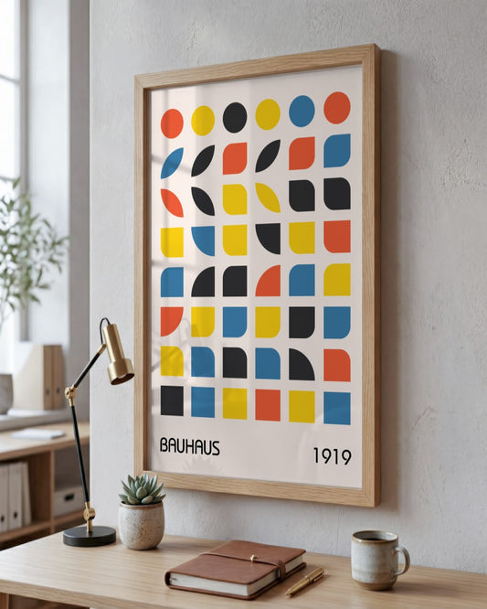 Bauhaus - Colour Grid - framed print in a styled room