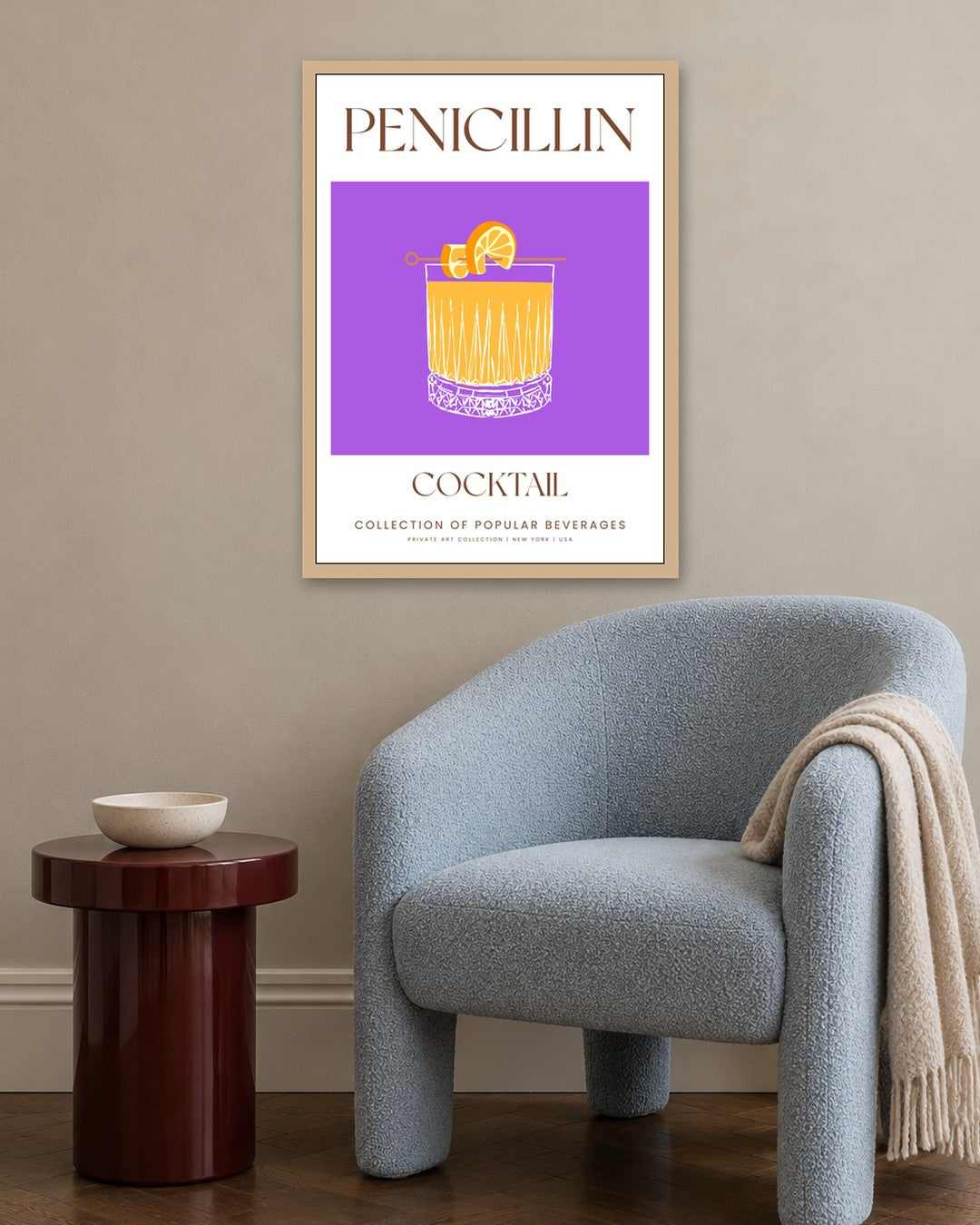 SENT Studio - Cocktail Poster No. 35 - oak frame in a room