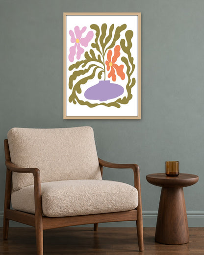 SENT Studio - Blooming Flowers Poster No. 49 - oak frame in a room