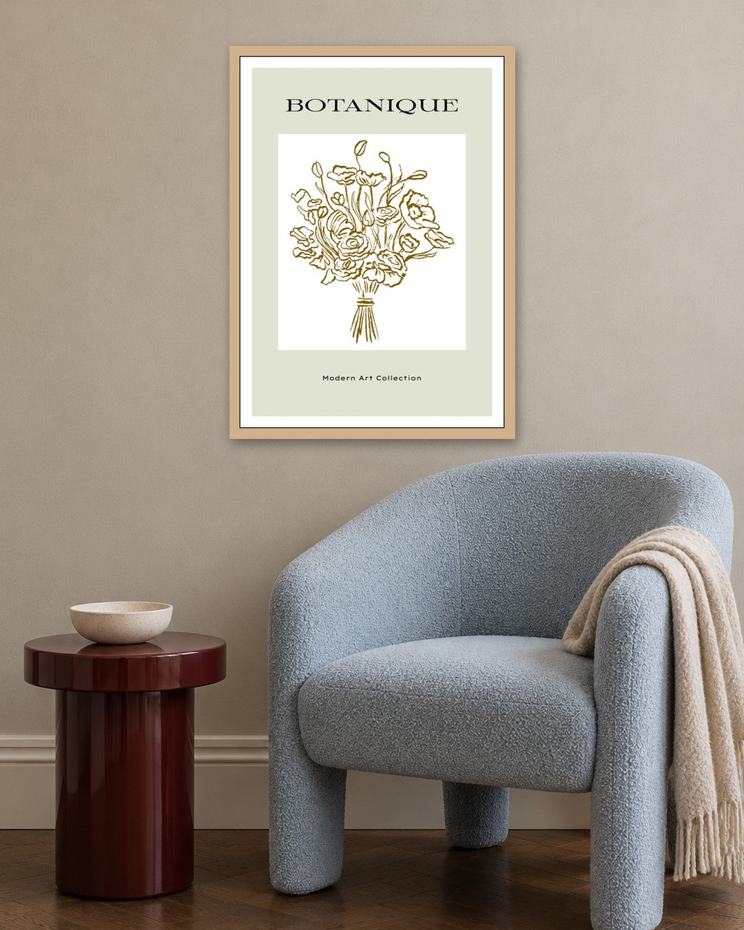 SENT Studio - Blooming Flowers Poster No. 18 - oak frame in a room