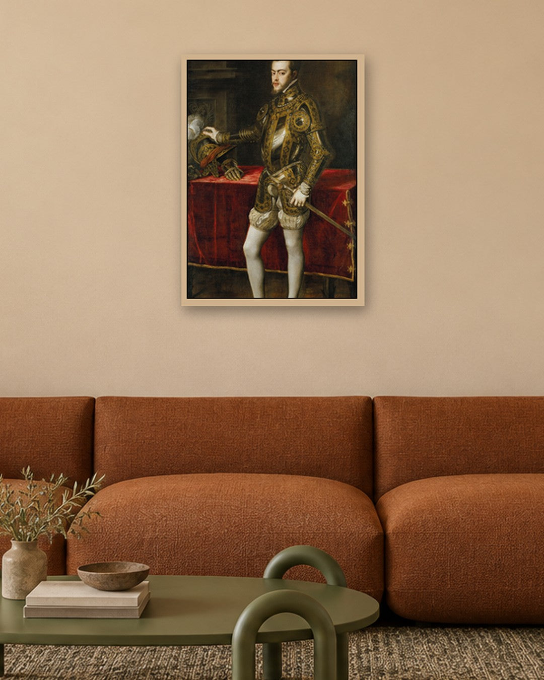 Titian - Philip II in Armour - oak frame in a room