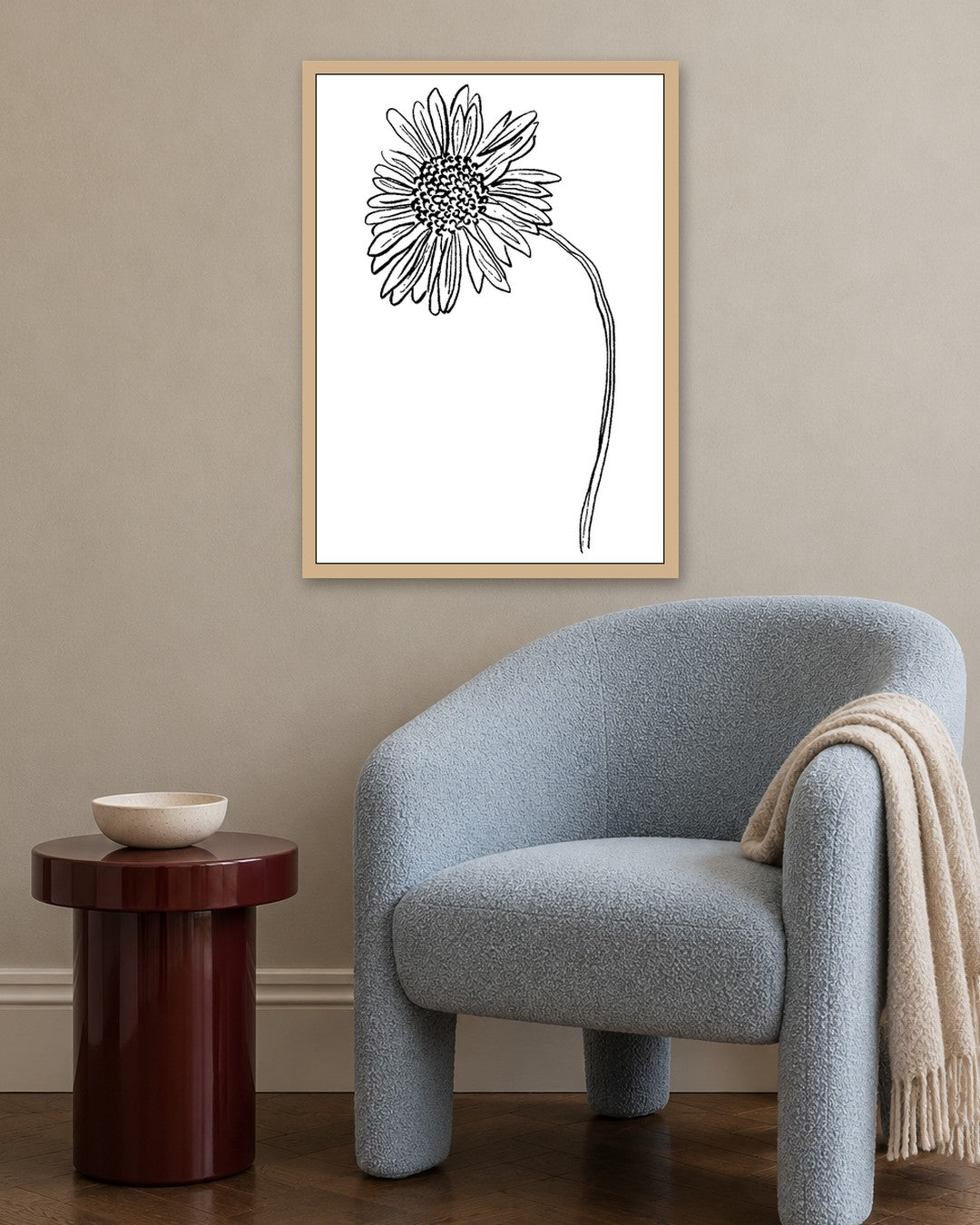 SENT Studio - Blooming Flowers Poster No. 6 - oak frame in a room