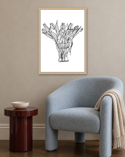 SENT Studio - Blooming Flowers Poster No. 11 - oak frame in a room