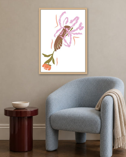 SENT Studio - Blooming Flowers Poster No. 52 - oak frame in a room