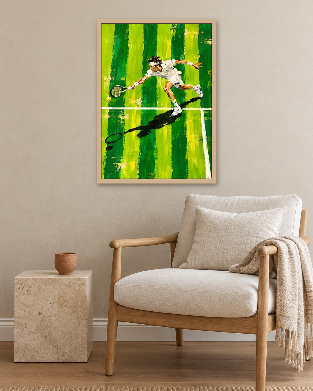 John Smart - Grass Court - oak frame in a room