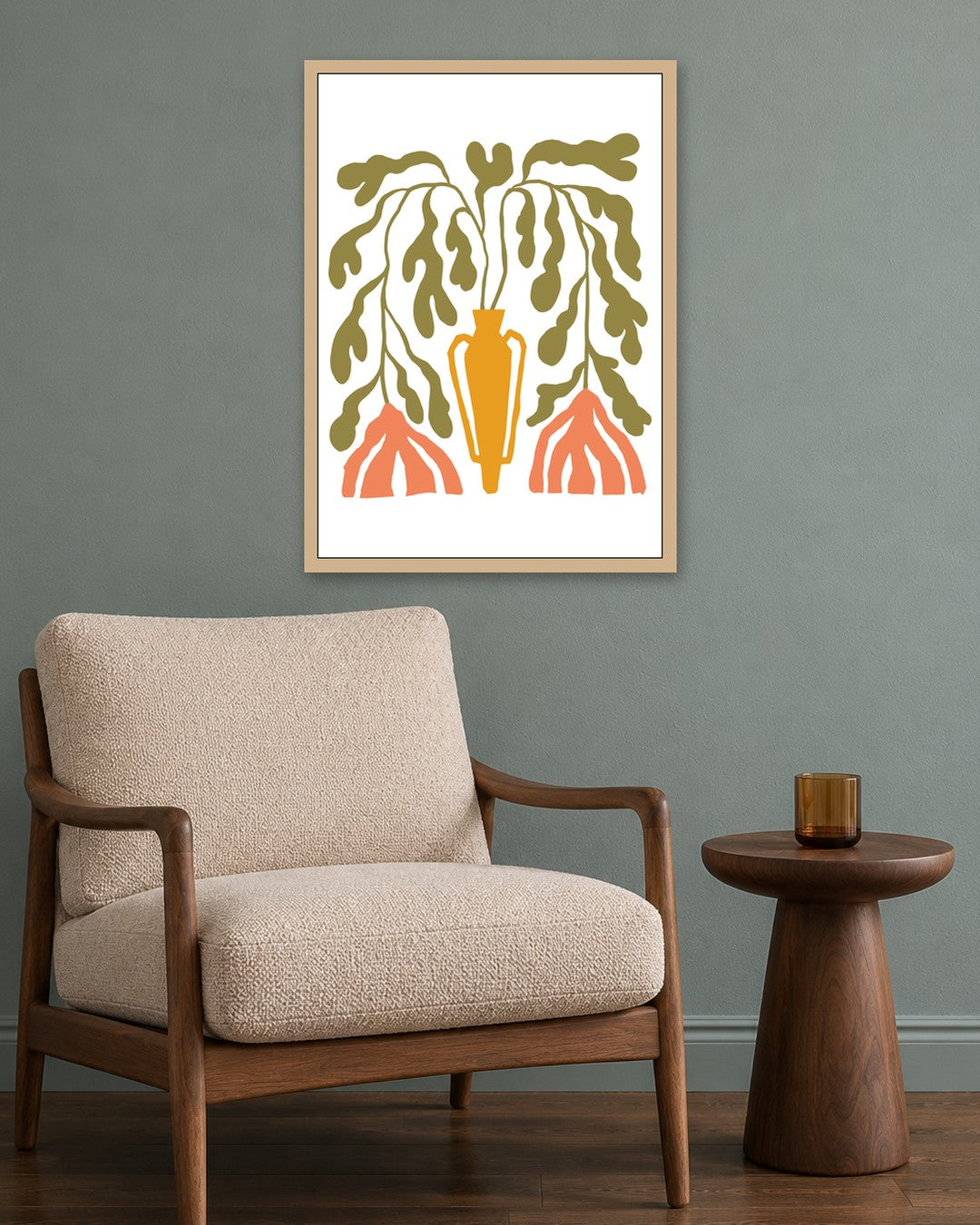 SENT Studio - Blooming Flowers Poster No. 47 - oak frame in a room