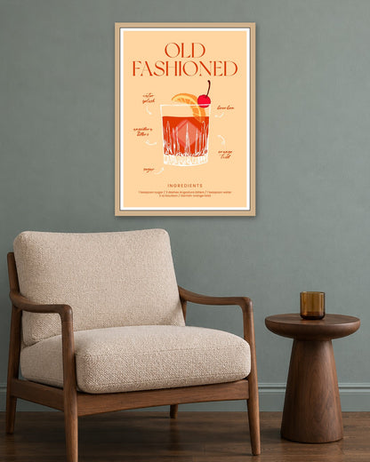 SENT Studio - Cocktail Poster No. 45 - oak frame in a room
