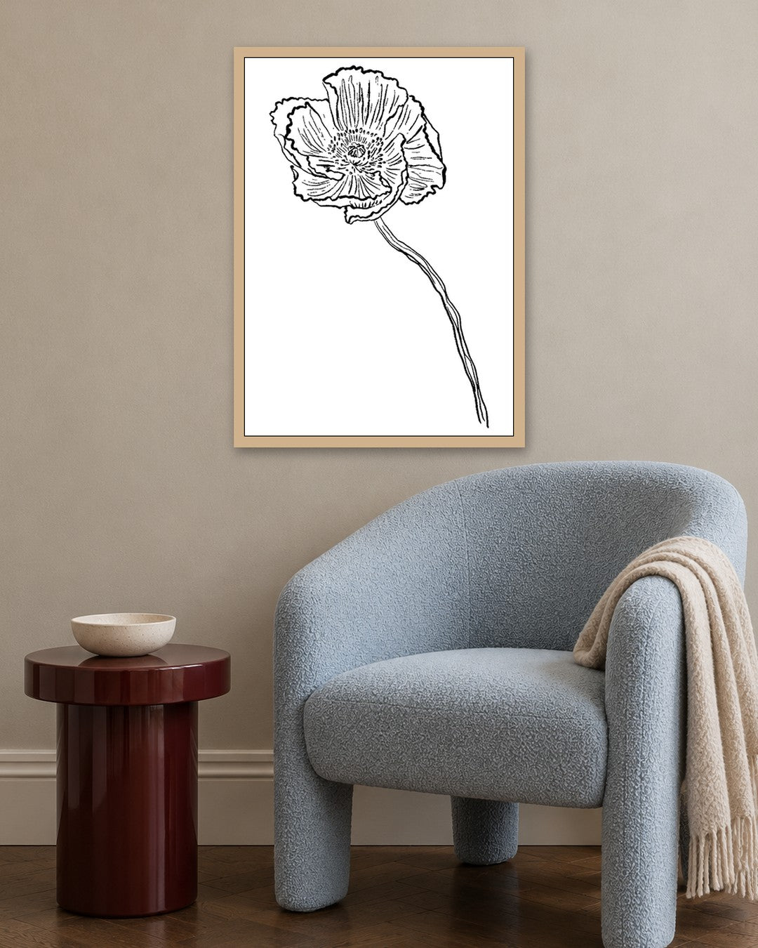 SENT Studio - Blooming Flowers Poster No. 32 - oak frame in a room