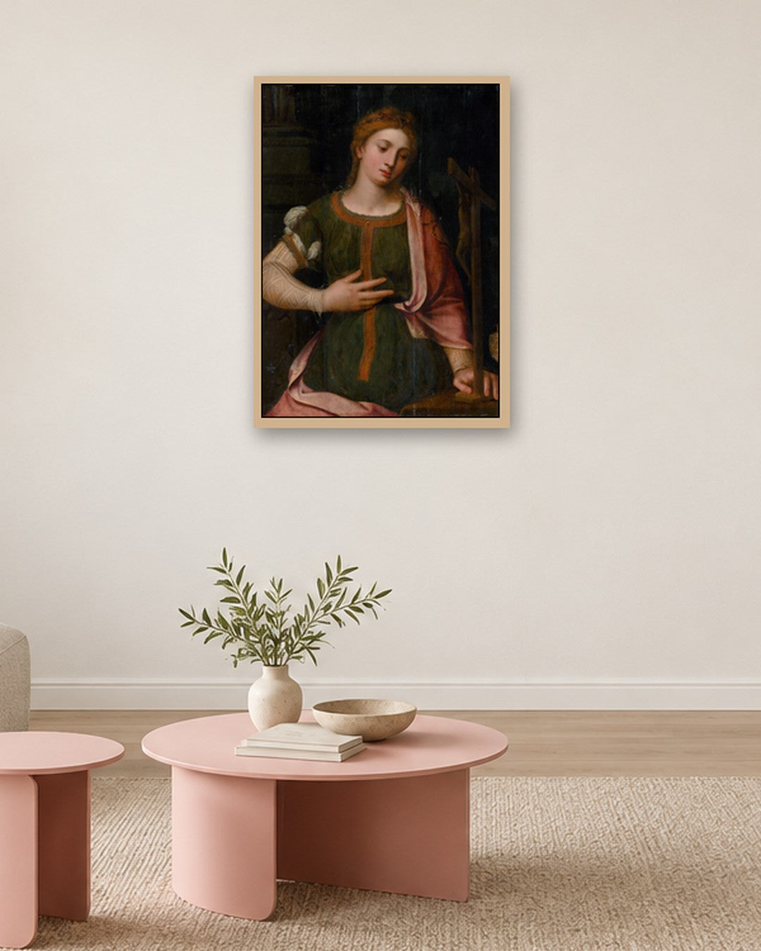 Renaissance Masters - Saint Catherine with the Wheel - oak frame in a room