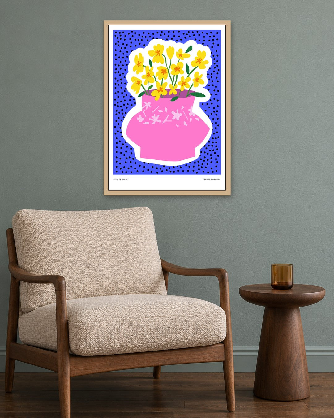 SENT Studio - Aesthetic Poster No. 38 - oak frame in a room