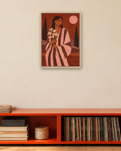 Alice Fray - Moonlit Bouquet - oak frame in a room