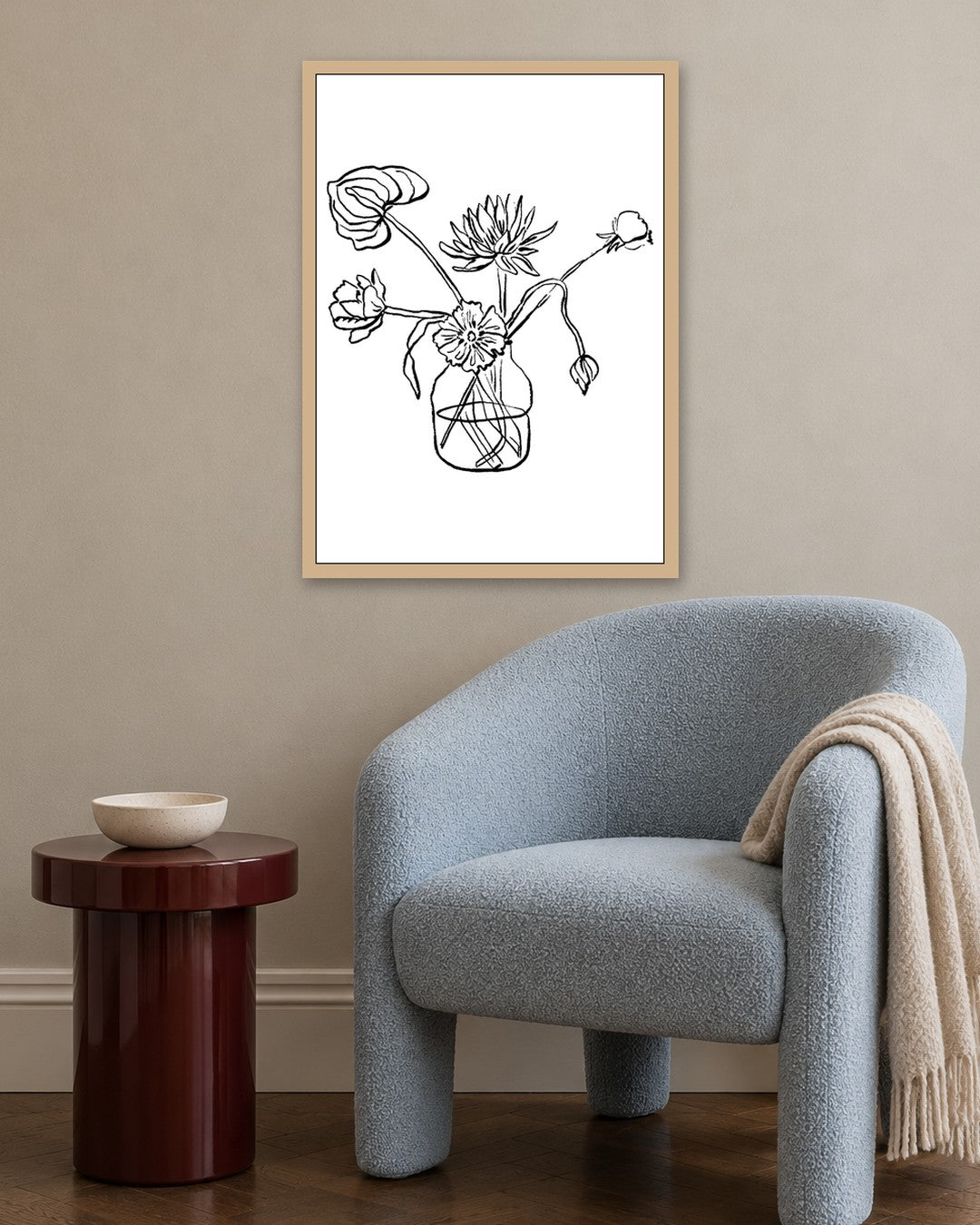 SENT Studio - Blooming Flowers Poster No. 35 - oak frame in a room