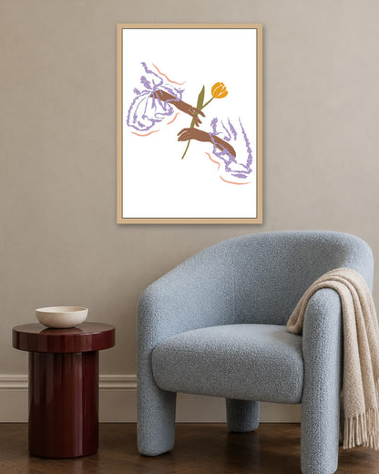 SENT Studio - Blooming Flowers Poster No. 44 - oak frame in a room