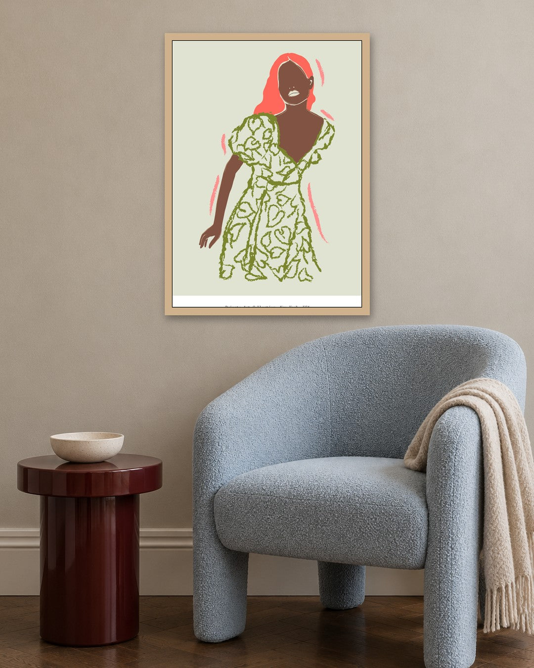 SENT Studio - Blooming Flowers Poster No. 4 - oak frame in a room