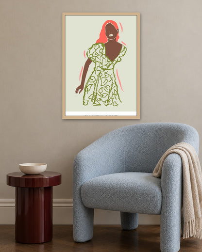 SENT Studio - Blooming Flowers Poster No. 4 - oak frame in a room