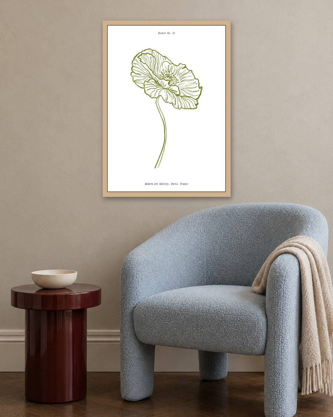 SENT Studio - Blooming Flowers Poster No. 7 - oak frame in a room