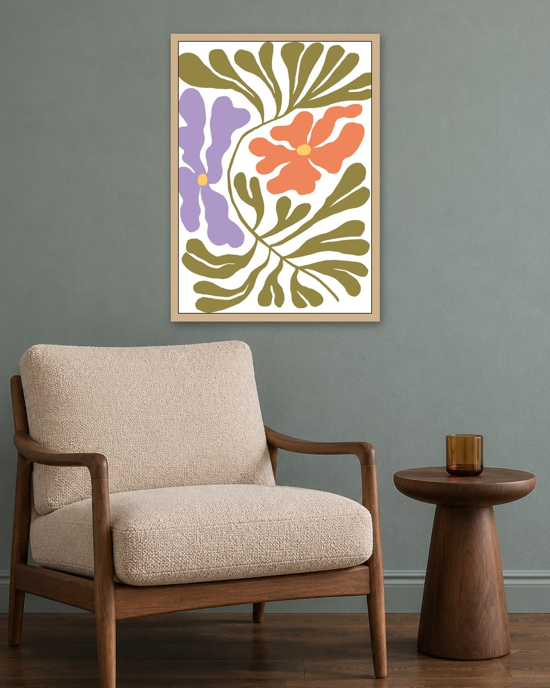 SENT Studio - Blooming Flowers Poster No. 46 - oak frame in a room