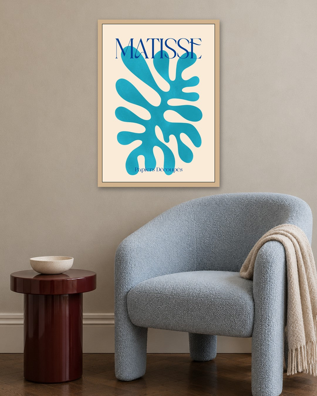 SENT Studio - Turquoise Algae Cut-out - oak frame in a room