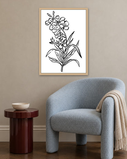 SENT Studio - Blooming Flowers Poster No. 1 - oak frame in a room